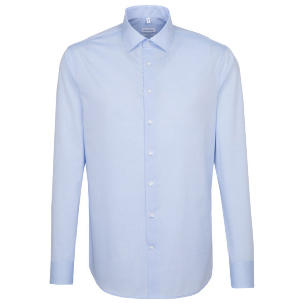 Camisa Seidensticker SHAPED UNI POPELINE azul claro con cuello Business Kent de corte moderno