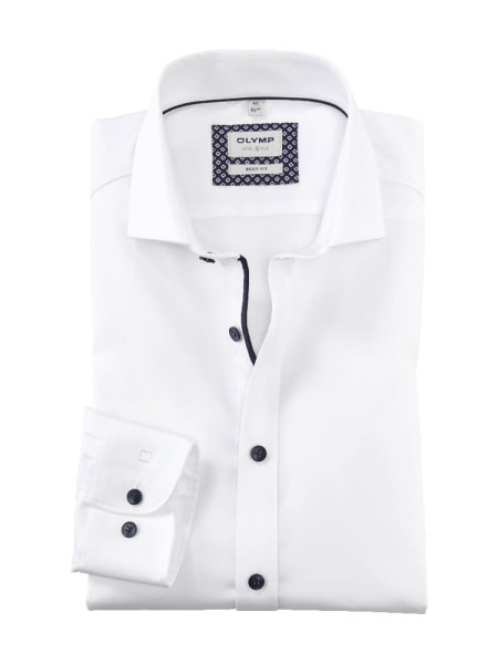 Camicia OLYMP LEVEL 5 UNI STRETCH bianco con Royal Kent collar in taglio stretto