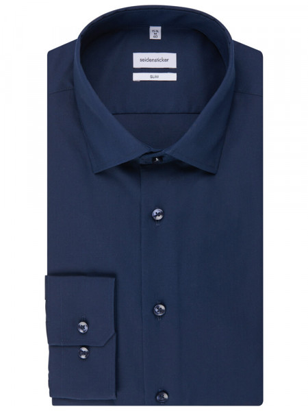 SEIDENSTICKER Slim Fit Hemd Marine Business Kent Popeline - Ansicht 4