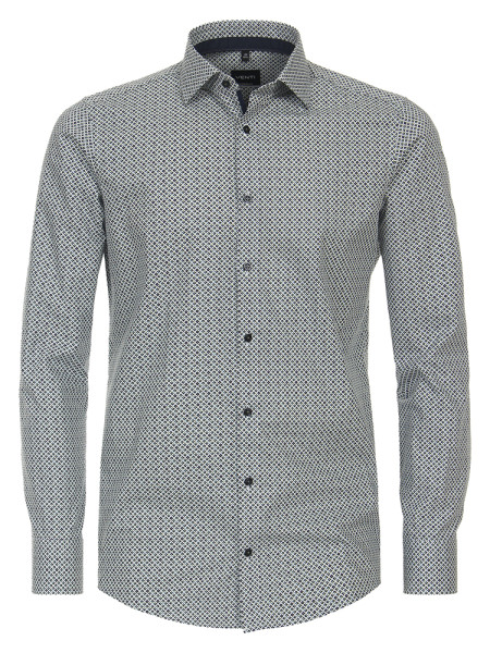 Camisa Venti MODERN FIT PRINT verde con cuello Kent de corte moderno