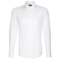 Camicia Seidensticker SLIM FIT UNI POPELINE bianco con Business Kent Party collar in taglio stretto