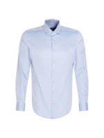 Chemise Seidensticker SLIM TWILL bleu clair avec col Nouveau Kent en coupe étroite