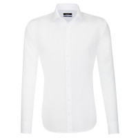 Chemise Seidensticker SHAPED UNI POPELINE blanc avec col Business Kent en coupe moderne