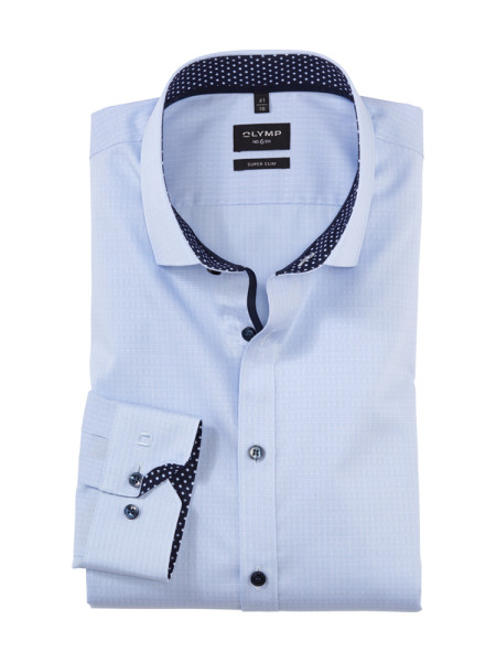 Olymp Hemd SUPER SLIM UNI POPELINE hellblau mit Modern Kent Kragen in super schmaler Schnittform