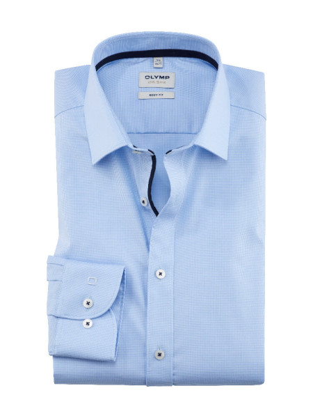 OLYMP overhemd LEVEL 5 UNI STRETCH lichtblauw met New York Kent-kraag in smalle snit