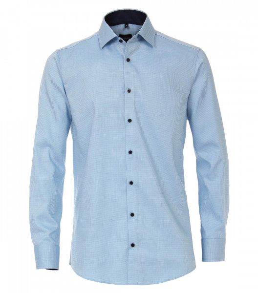 Venti Hemd MODERN FIT STRUKTUR dunkelblau mit Kent Kragen in moderner Schnittform