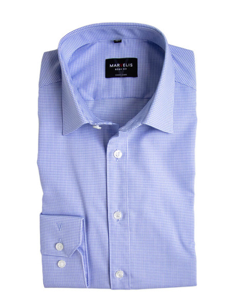 Marvelis shirt BODY FIT UNI POPELINE light blue with New York Kent collar in narrow cut