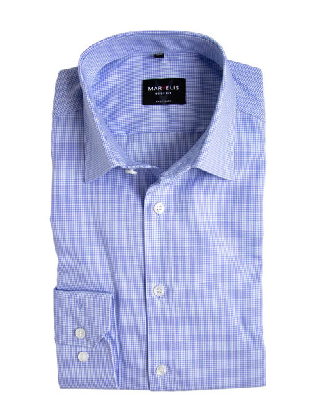 Camisa Marvelis BODY FIT UNI POPELINE azul claro con cuello New York Kent de corte estrecho