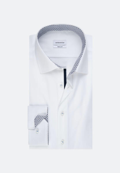 Camicia Seidensticker REGULAR FIT UNI POPELINE bianco con Business Kent collar in taglio classico