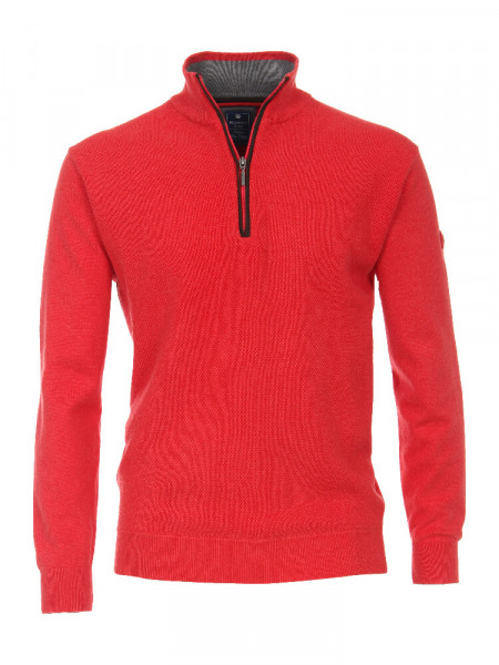 Redmond Pullover REGULAR FIT STRUKTUR rot mit Stehkragen Kragen in klassischer Schnittform