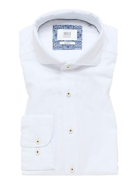 Eterna overhemd SLIM FIT LINNENMIX wit met Cutaway kraag in smalle snit