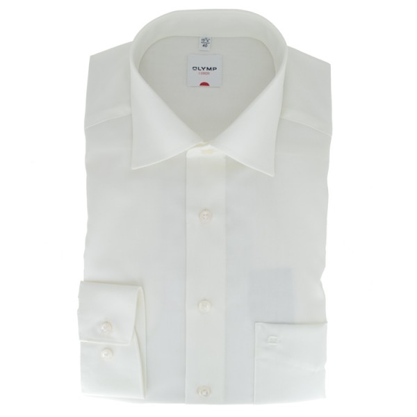 OLYMP Luxor comfort fit shirt UNI POPELINE beige with New Kent collar in classic cut