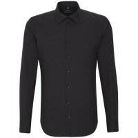 Camicia Seidensticker X-SLIM UNI POPELINE nero con Business Kent collar in taglio super stretta