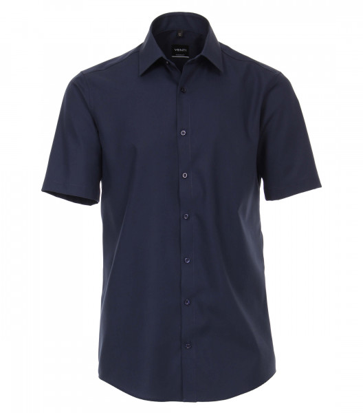 Venti overhemd MODERN FIT UNI POPELINE donkerblauw met Kentkraag in moderne snit