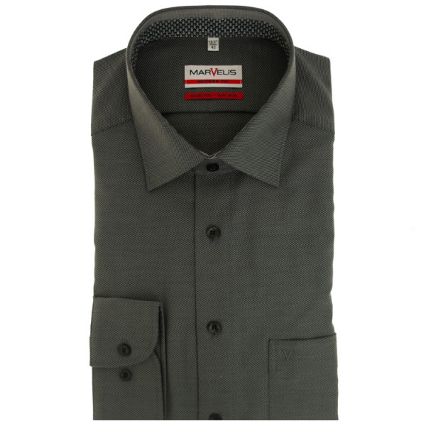 Marvelis MODERN FIT Hemd STRUKTUR anthrazit mit New Kent Kragen in moderner Schnittform