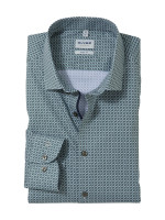 Olymp Hemd BODY FIT TWILL grün mit Modern Kent Kragen in schmaler Schnittform
