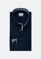 Seidensticker Hemd REGULAR FIT UNI POPELINE dunkelblau mit Business Kent Kragen in klassischer Schni