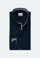 Chemise Seidensticker REGULAR FIT UNI POPELINE bleu foncé avec col Business Kent en coupe classique