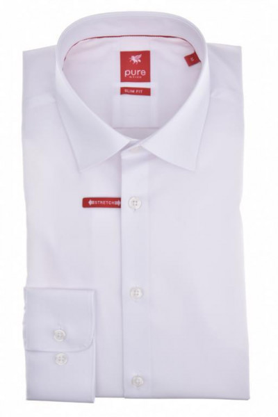 Pure Hemd "Slim Fit Stretch" weiß mit Kent Kragen in moderner Schnittform