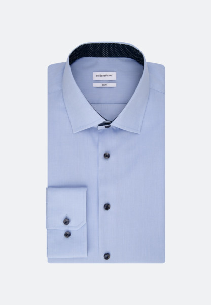 Chemise Seidensticker SLIM FIT FIL À FIL bleu clair avec col Business Kent en coupe étroite