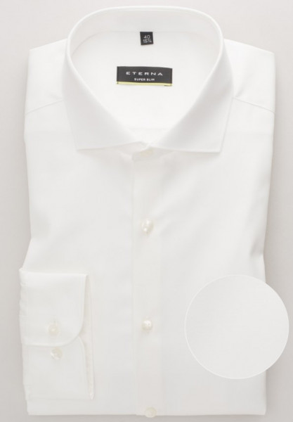 Camisa Eterna SUPER SLIM TWILL beige con cuello Seccionado de corte súper estrecho