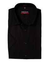 Marvelis BODY FIT shirt UNI POPELINE black with New York Kent collar in narrow cut