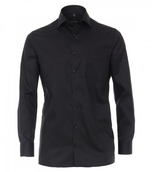 Camicia CASAMODA COMFORT FIT TWILL nero con Kent collar in taglio classico