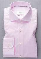 Chemise Eterna SLIM FIT TWILL rose avec col Italien en coupe étroite