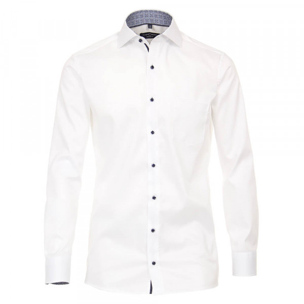 Camisa CASAMODA MODERN FIT TWILL blanco con cuello Kent de corte moderno