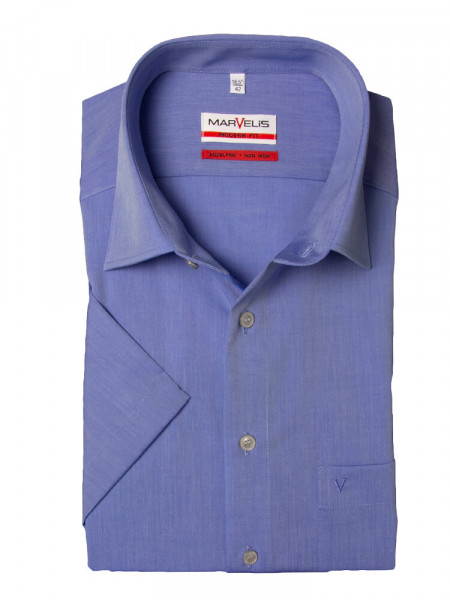 Camisa Marvelis MODERN FIT CHAMBRAY azul medio con cuello Nuevo Kent de corte moderno