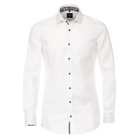 Venti shirt BODY FIT STRUCTURE white with Kent collar in narrow cut