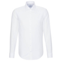 Camisa Seidensticker SLIM FIT UNI POPELINE blanco con cuello Business Kent de corte estrecho