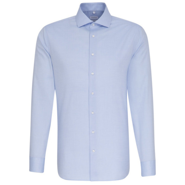 Camisa Seidensticker SHAPED FINO OXFORD azul claro con cuello Spread Kent de corte moderno