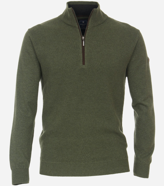 Redmond sweater REGULAR FIT KNITTED green with Stand-up collar collar in classic cut