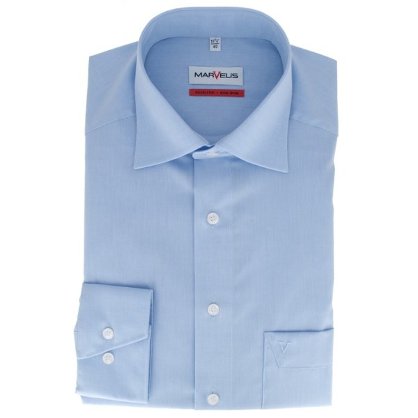 Marvelis COMFORT FIT Hemd CHAMBRAY hellblau mit New Kent Kragen in klassischer Schnittform