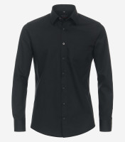 Chemise Redmond MODERN FIT TWILL noir avec col Kent en coupe moderne