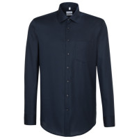 Camicia Seidensticker REGULAR STRUTTURA blu scuro con Business Kent collar in taglio moderno