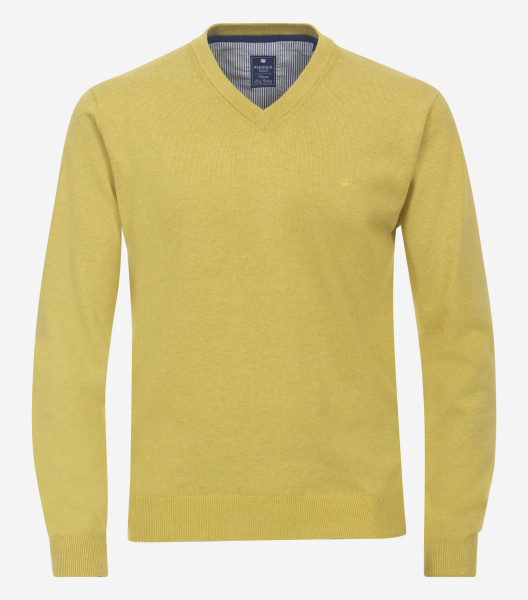 Redmond Pullover REGULAR FIT STRICK gelb mit V-Ausschnitt Kragen in klassischer Schnittform