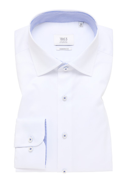 Eterna overhemd MODERN FIT TWILL wit met Klassieke Kentkraag in moderne snit