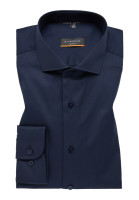 Eterna overhemd SLIM FIT TWILL donkerblauw met Cutaway kraag in smalle snit