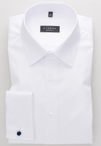 Camisa Eterna COMFORT FIT TWILL blanco con cuello Kent Básico de corte clásico