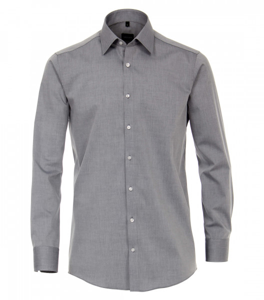 Camisa Venti MODERN FIT UNI POPELINE gris con cuello Kent de corte moderno