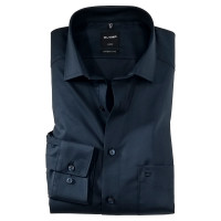 Camisa OLYMP Luxor modern fit TWILL azul oscuro con cuello Global Kent de corte moderno