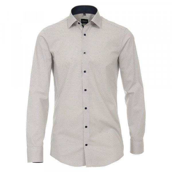 Venti Hemd MODERN FIT PRINT grau mit Kent Kragen in moderner Schnittform