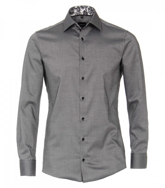 Venti Hemd MODERN FIT STRUKTUR schwarz mit Kent Kragen in moderner Schnittform