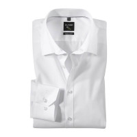 Camisa OLYMP No. Six super slim UNI POPELINE blanco con cuello Urban Kent de corte súper estrecho