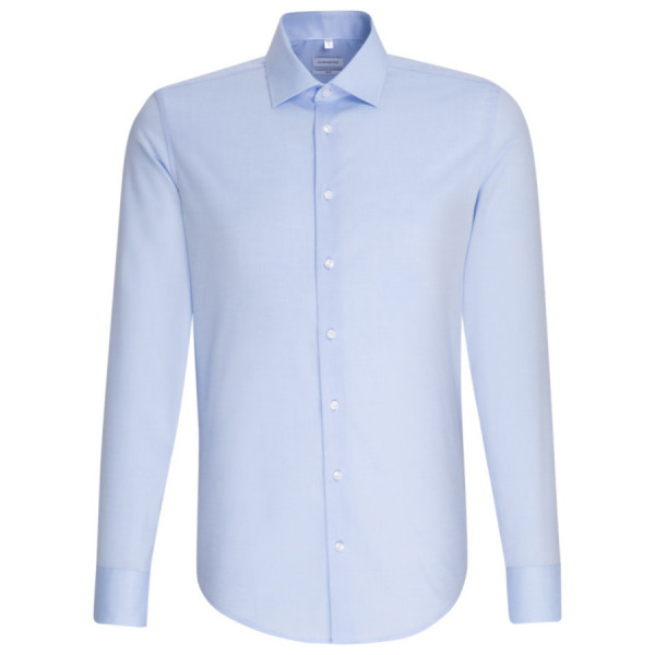 Chemise Seidensticker SLIM FIT CHAMBRAY bleu clair avec col Business Kent en coupe étroite