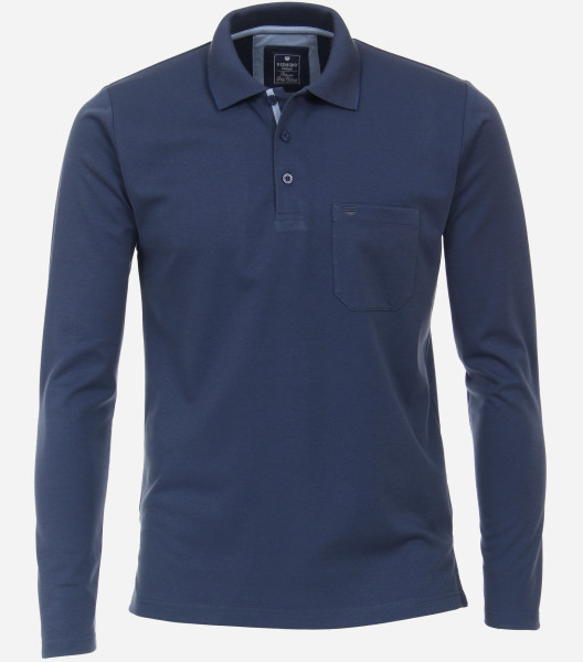Redmond Poloshirt REGULAR FIT UNI STRETCH dunkelblau mit Hai Kragen in klassischer Schnittform