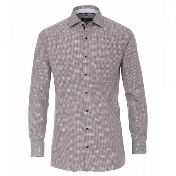 CASAMODA Hemd COMFORT FIT PRINT hellbraun mit Kent Kragen in klassischer Schnittform
