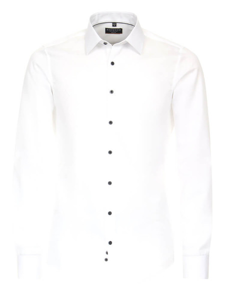 Chemise Redmond SLIM FIT TWILL blanc avec col Kent en coupe étroite